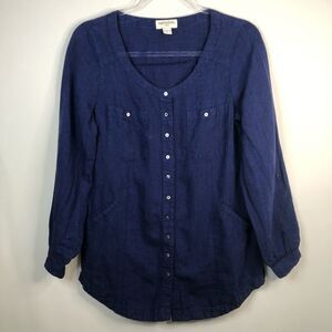 Monsoon Dark Blue Button Down Tunic w/ Pockets